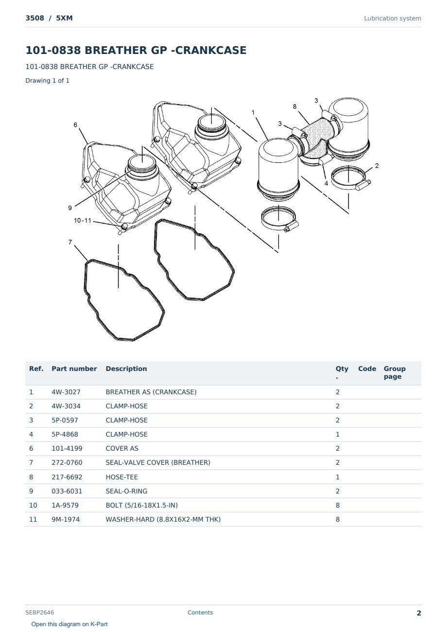 Caterpillar 3508 S/N 5XM Partsbook SEBP2646 (English) - sample page 2 of 10 Caterpillar 3508 S/N 5XM Partsbook SEBP2646 (English) - sample page 2 of 10