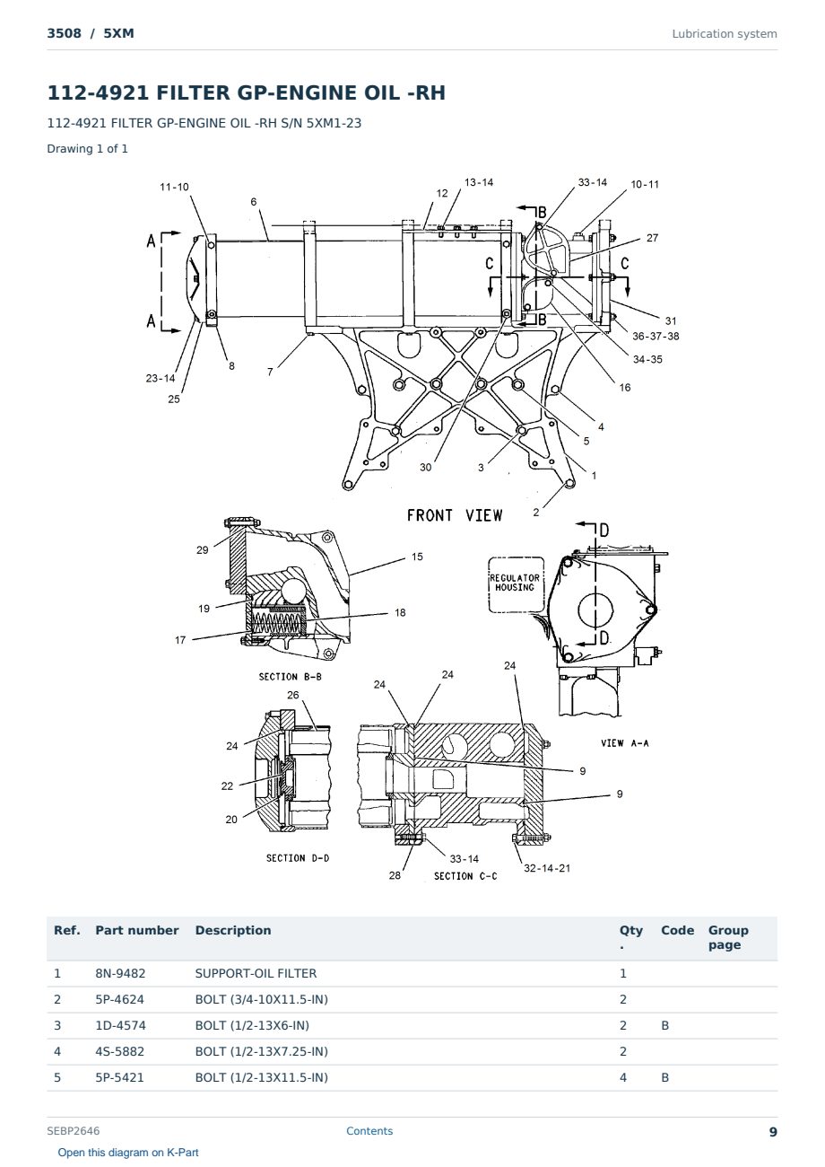 Caterpillar 3508 S/N 5XM Partsbook SEBP2646 (English) - sample page 9 of 10 Caterpillar 3508 S/N 5XM Partsbook SEBP2646 (English) - sample page 9 of 10