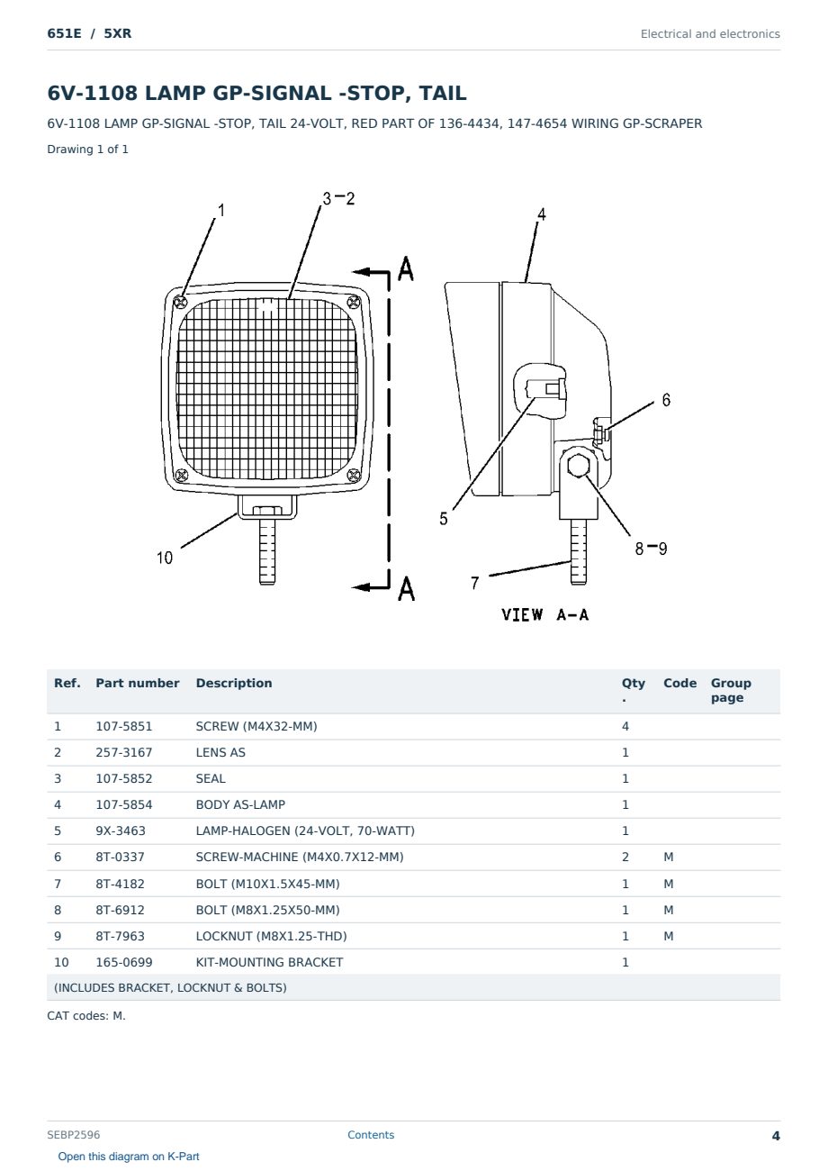 Caterpillar 651E S/N 5XR Partsbook SEBP2596 (English) - sample page 4 of 10 Caterpillar 651E S/N 5XR Partsbook SEBP2596 (English) - sample page 4 of 10