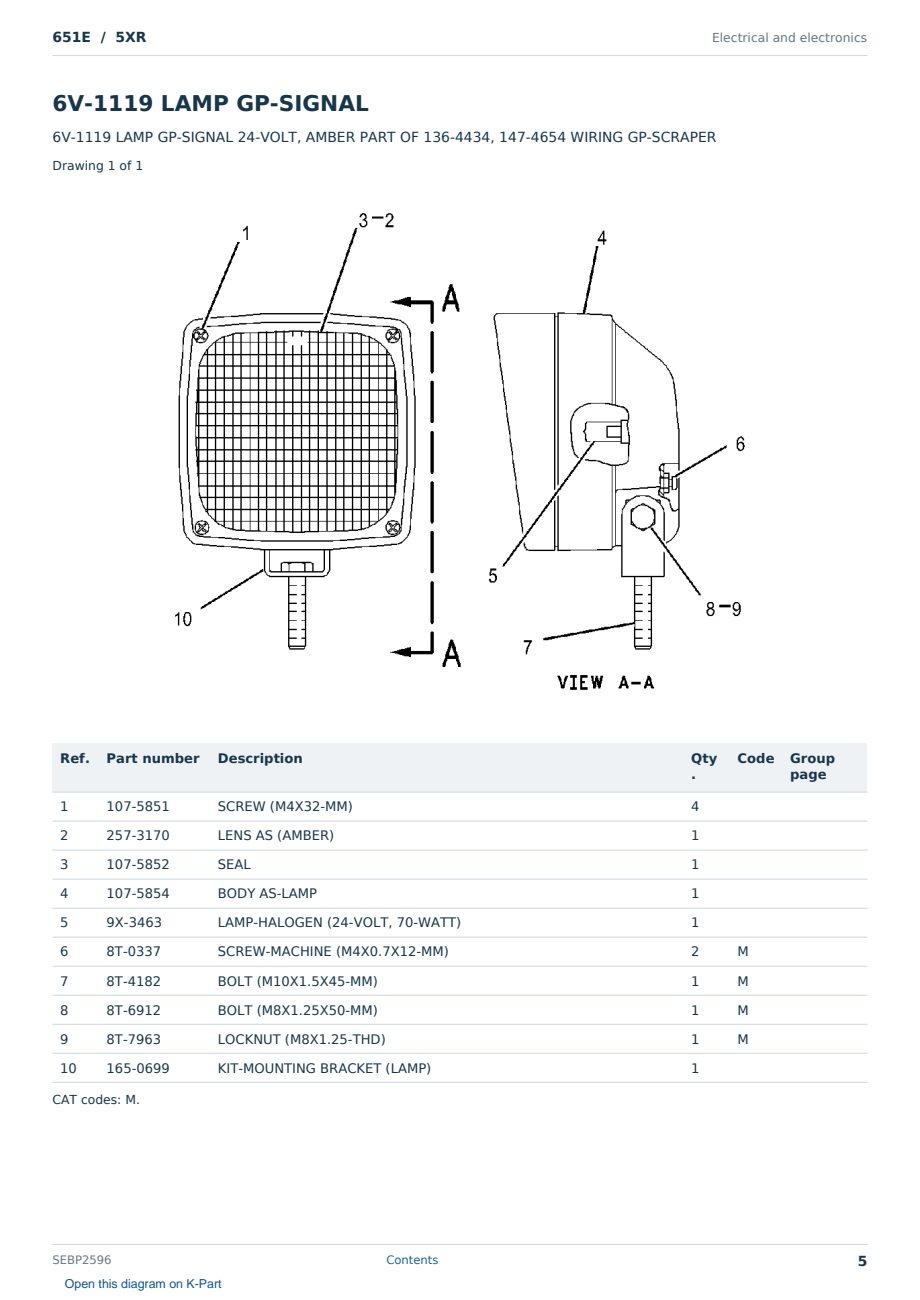 Caterpillar 651E S/N 5XR Partsbook SEBP2596 (English) - sample page 5 of 10 Caterpillar 651E S/N 5XR Partsbook SEBP2596 (English) - sample page 5 of 10