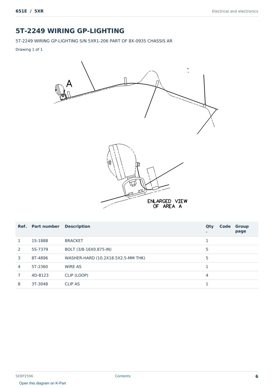 Caterpillar 651E S/N 5XR Partsbook SEBP2596 (English) - sample page 6 of 10 Caterpillar 651E S/N 5XR Partsbook SEBP2596 (English) - sample page 6 of 10