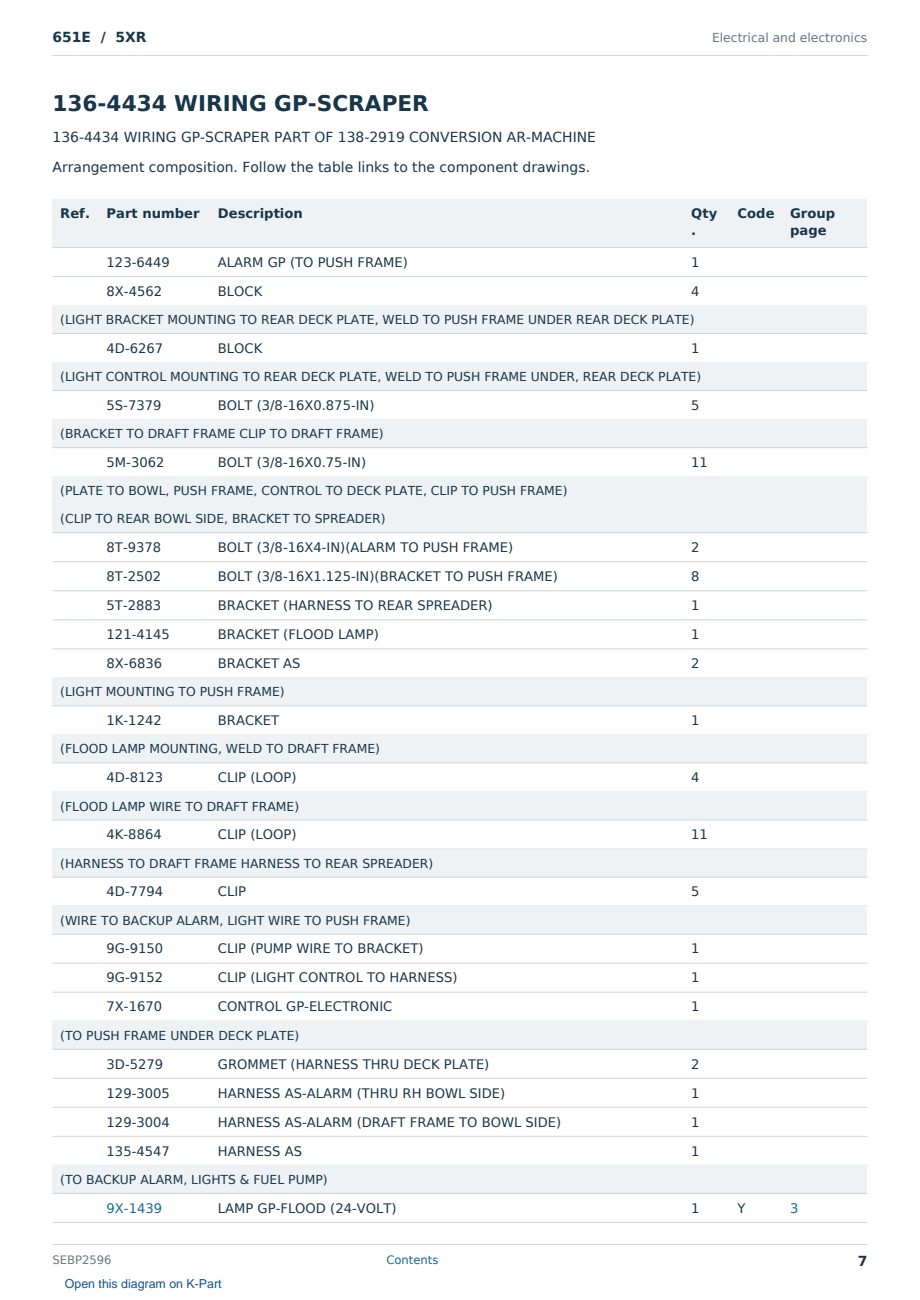 Caterpillar 651E S/N 5XR Partsbook SEBP2596 (English) - sample page 7 of 10 Caterpillar 651E S/N 5XR Partsbook SEBP2596 (English) - sample page 7 of 10