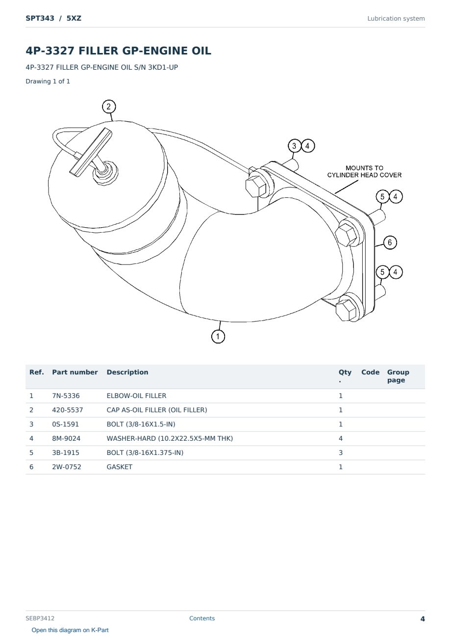 Caterpillar SPT343 S/N 5XZ Partsbook SEBP3412 (English) - sample page 4 of 10 Caterpillar SPT343 S/N 5XZ Partsbook SEBP3412 (English) - sample page 4 of 10