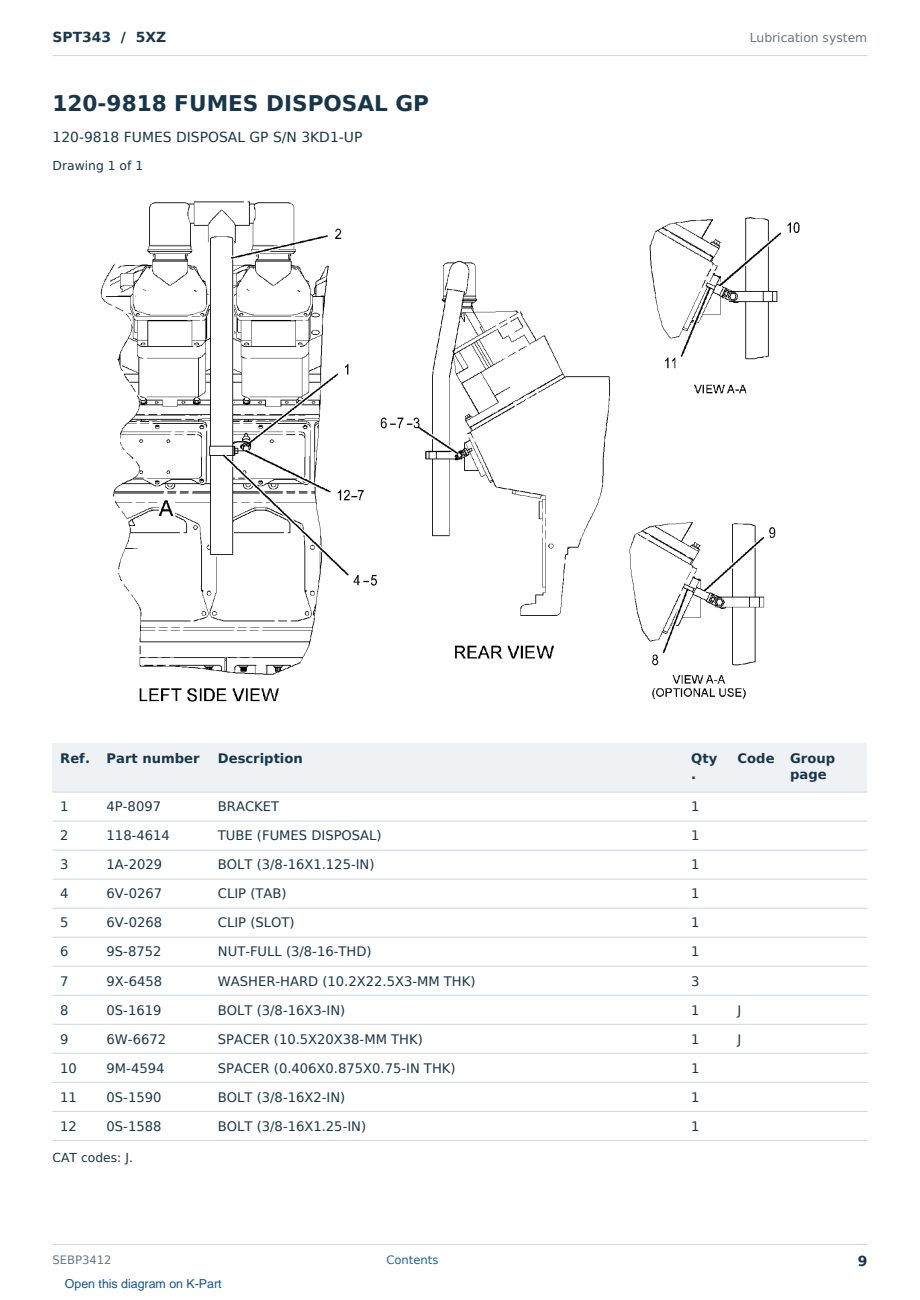 Caterpillar SPT343 S/N 5XZ Partsbook SEBP3412 (English) - sample page 9 of 10 Caterpillar SPT343 S/N 5XZ Partsbook SEBP3412 (English) - sample page 9 of 10