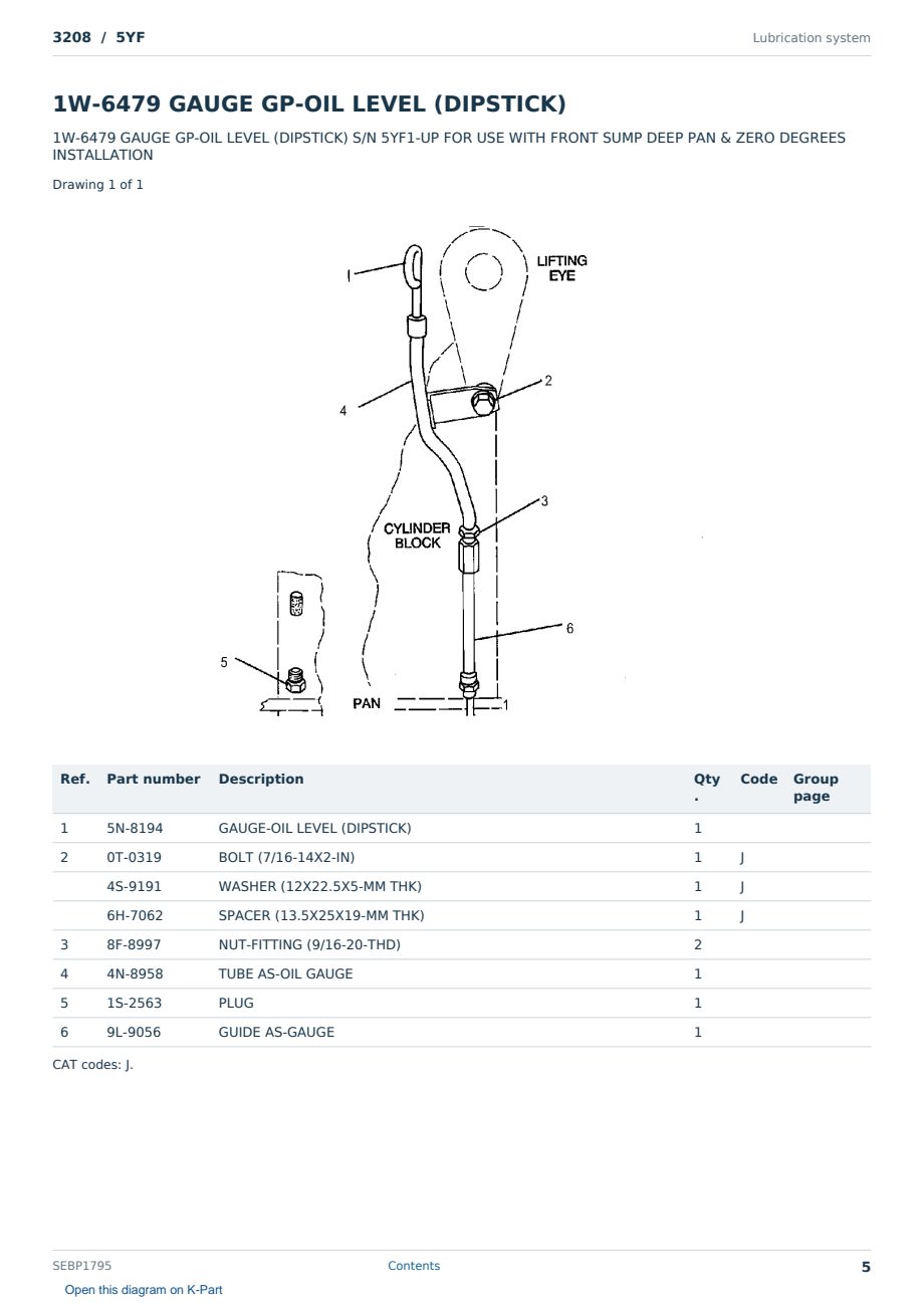 Caterpillar 3208 S/N 5YF Partsbook SEBP1795 (English) - sample page 5 of 10 Caterpillar 3208 S/N 5YF Partsbook SEBP1795 (English) - sample page 5 of 10