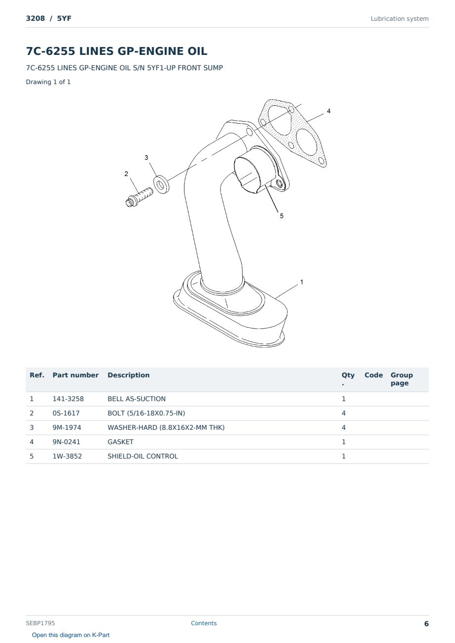 Caterpillar 3208 S/N 5YF Partsbook SEBP1795 (English) - sample page 6 of 10 Caterpillar 3208 S/N 5YF Partsbook SEBP1795 (English) - sample page 6 of 10