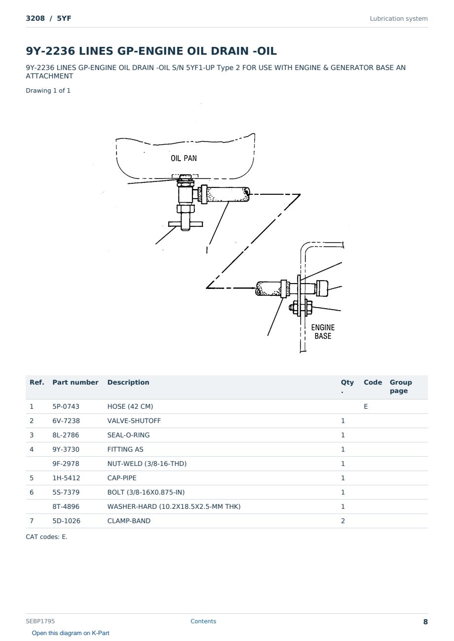 Caterpillar 3208 S/N 5YF Partsbook SEBP1795 (English) - sample page 8 of 10 Caterpillar 3208 S/N 5YF Partsbook SEBP1795 (English) - sample page 8 of 10