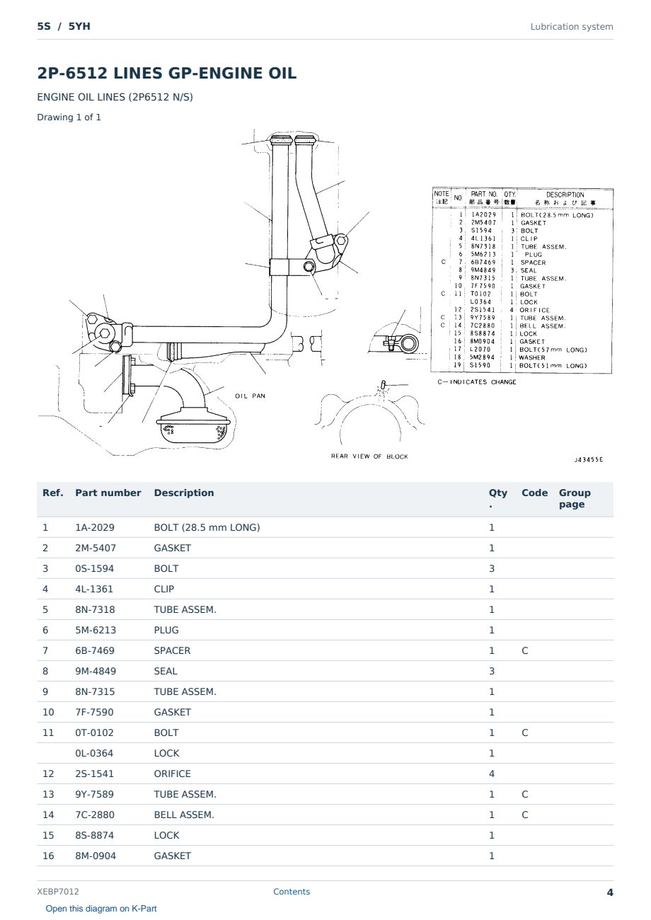 Caterpillar 5S S/N 5YH Partsbook XEBP7012 (English) - sample page 4 of 10 Caterpillar 5S S/N 5YH Partsbook XEBP7012 (English) - sample page 4 of 10