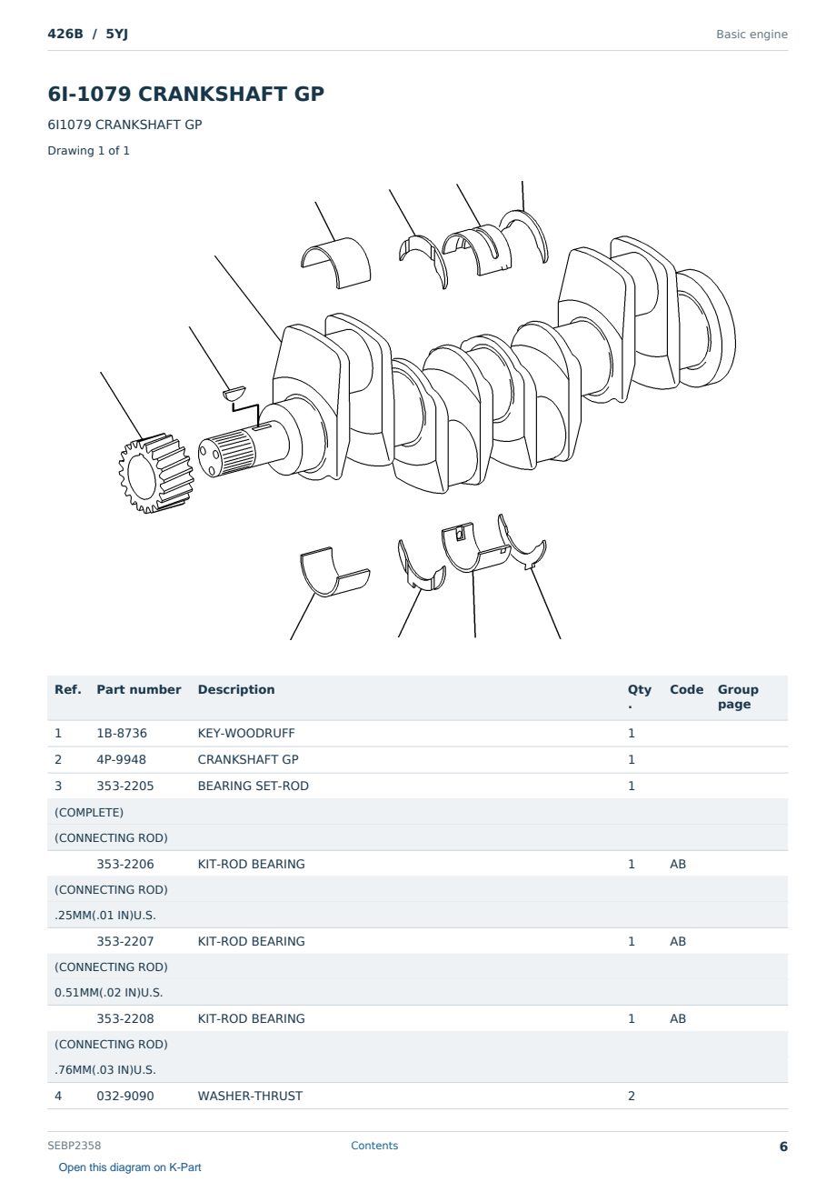 Caterpillar 426B S/N 5YJ Partsbook SEBP2358 (English) - sample page 6 of 10 Caterpillar 426B S/N 5YJ Partsbook SEBP2358 (English) - sample page 6 of 10