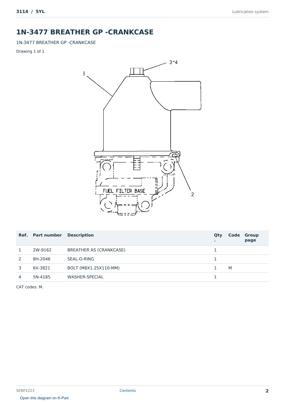 Caterpillar 3114 S/N 5YL Partsbook SEBP2223 (English) - sample page 2 of 10 Caterpillar 3114 S/N 5YL Partsbook SEBP2223 (English) - sample page 2 of 10