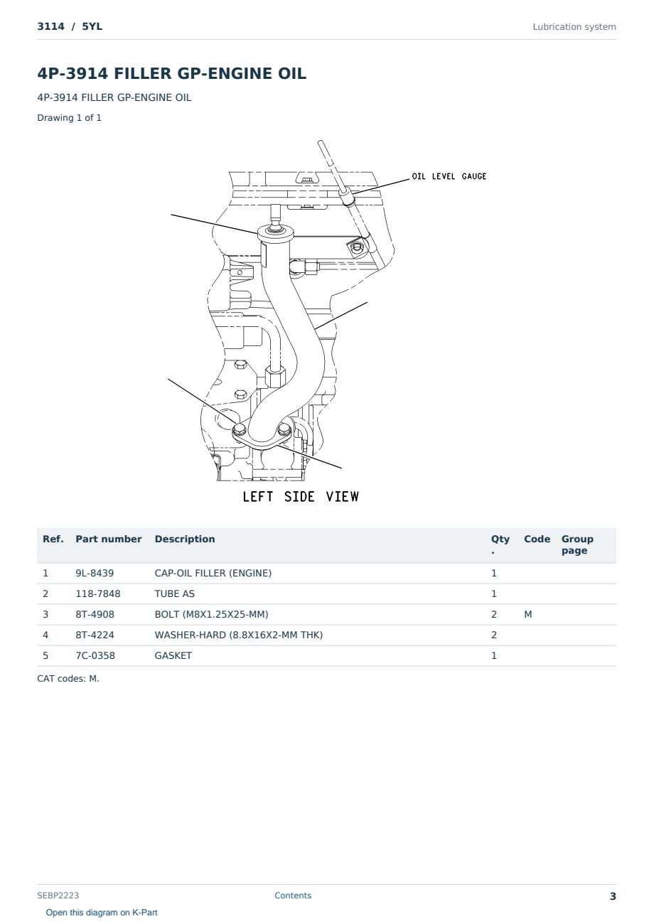 Caterpillar 3114 S/N 5YL Partsbook SEBP2223 (English) - sample page 3 of 10 Caterpillar 3114 S/N 5YL Partsbook SEBP2223 (English) - sample page 3 of 10