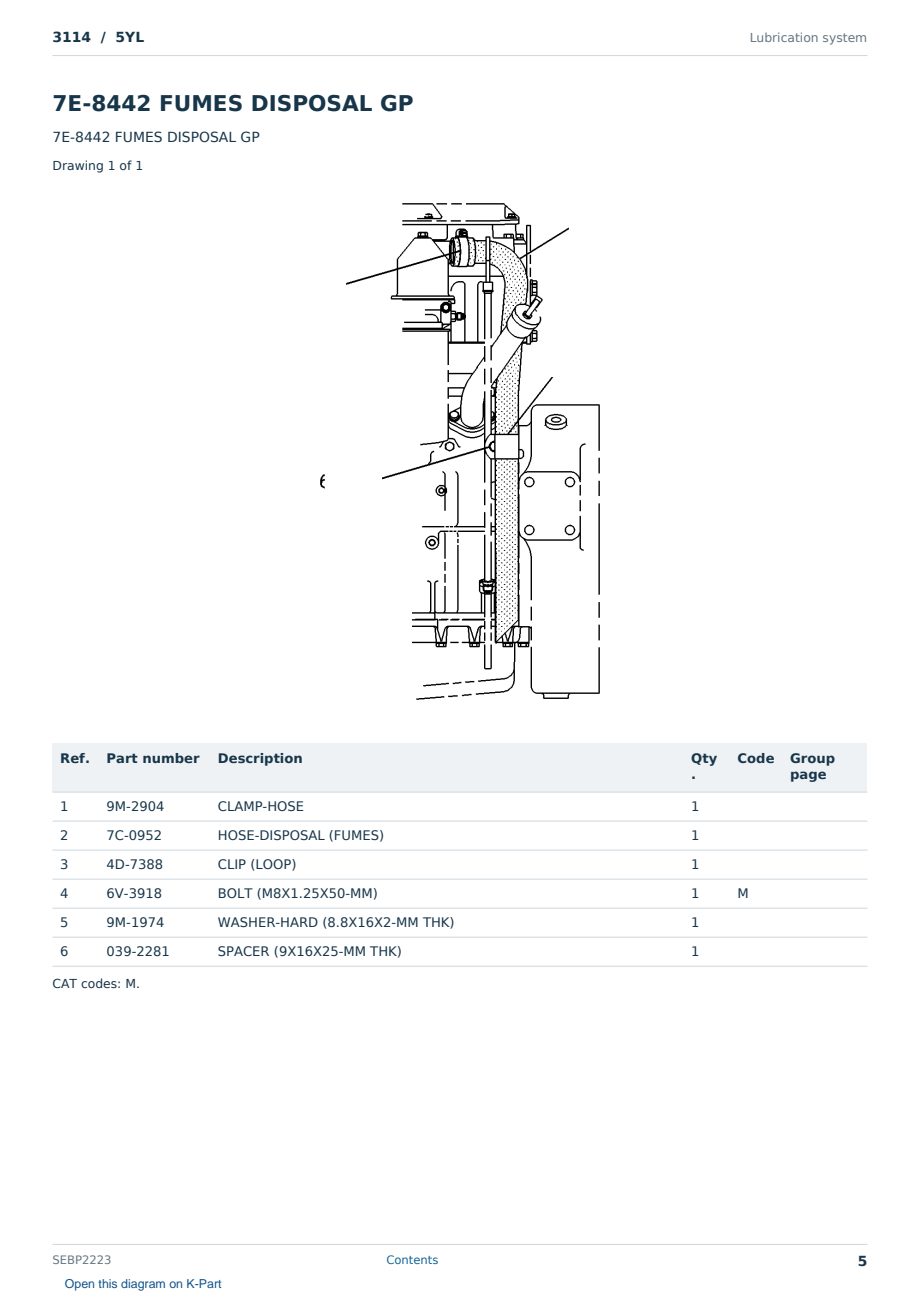 Caterpillar 3114 S/N 5YL Partsbook SEBP2223 (English) - sample page 5 of 10 Caterpillar 3114 S/N 5YL Partsbook SEBP2223 (English) - sample page 5 of 10