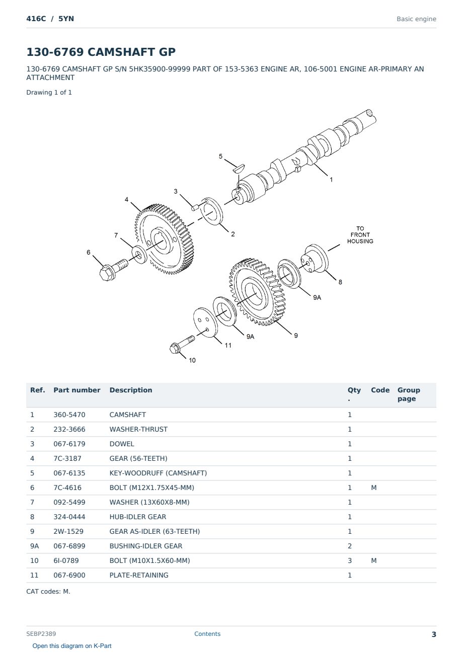 Caterpillar 416C S/N 5YN Partsbook SEBP2389 (English) - sample page 3 of 10 Caterpillar 416C S/N 5YN Partsbook SEBP2389 (English) - sample page 3 of 10