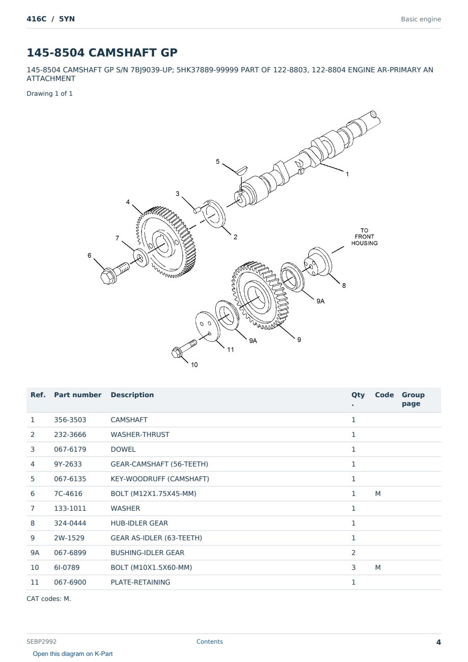 Caterpillar 416C S/N 5YN Partsbook SEBP2992 (English) - sample page 4 of 10 Caterpillar 416C S/N 5YN Partsbook SEBP2992 (English) - sample page 4 of 10