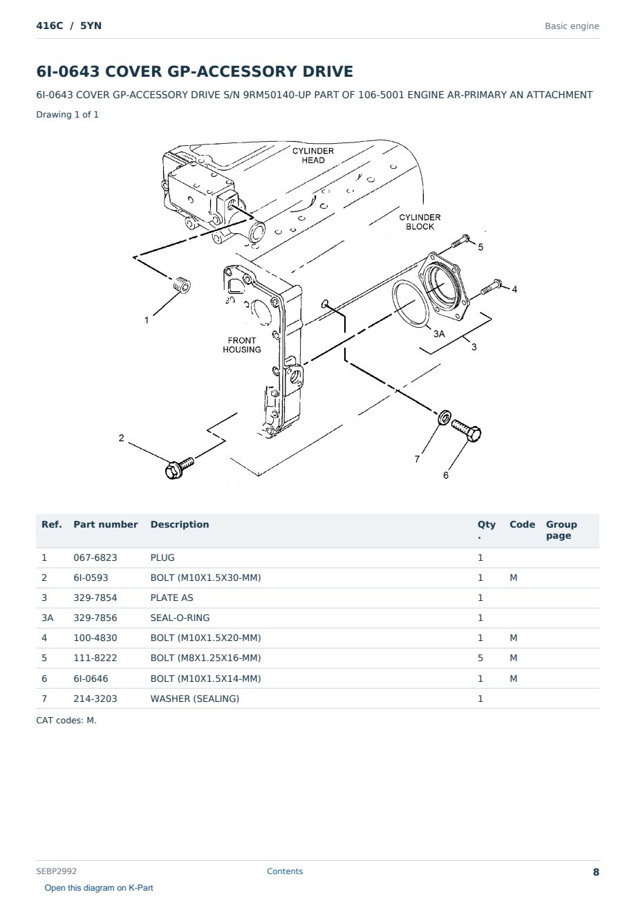 Caterpillar 416C S/N 5YN Partsbook SEBP2992 (English) - sample page 8 of 10 Caterpillar 416C S/N 5YN Partsbook SEBP2992 (English) - sample page 8 of 10