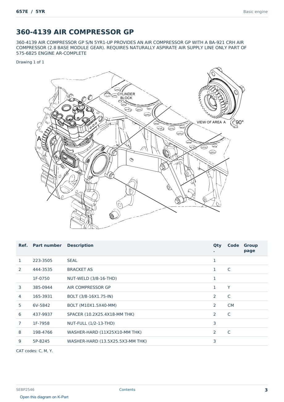 Caterpillar 657E S/N 5YR Partsbook SEBP2546 (English) - sample page 3 of 10 Caterpillar 657E S/N 5YR Partsbook SEBP2546 (English) - sample page 3 of 10