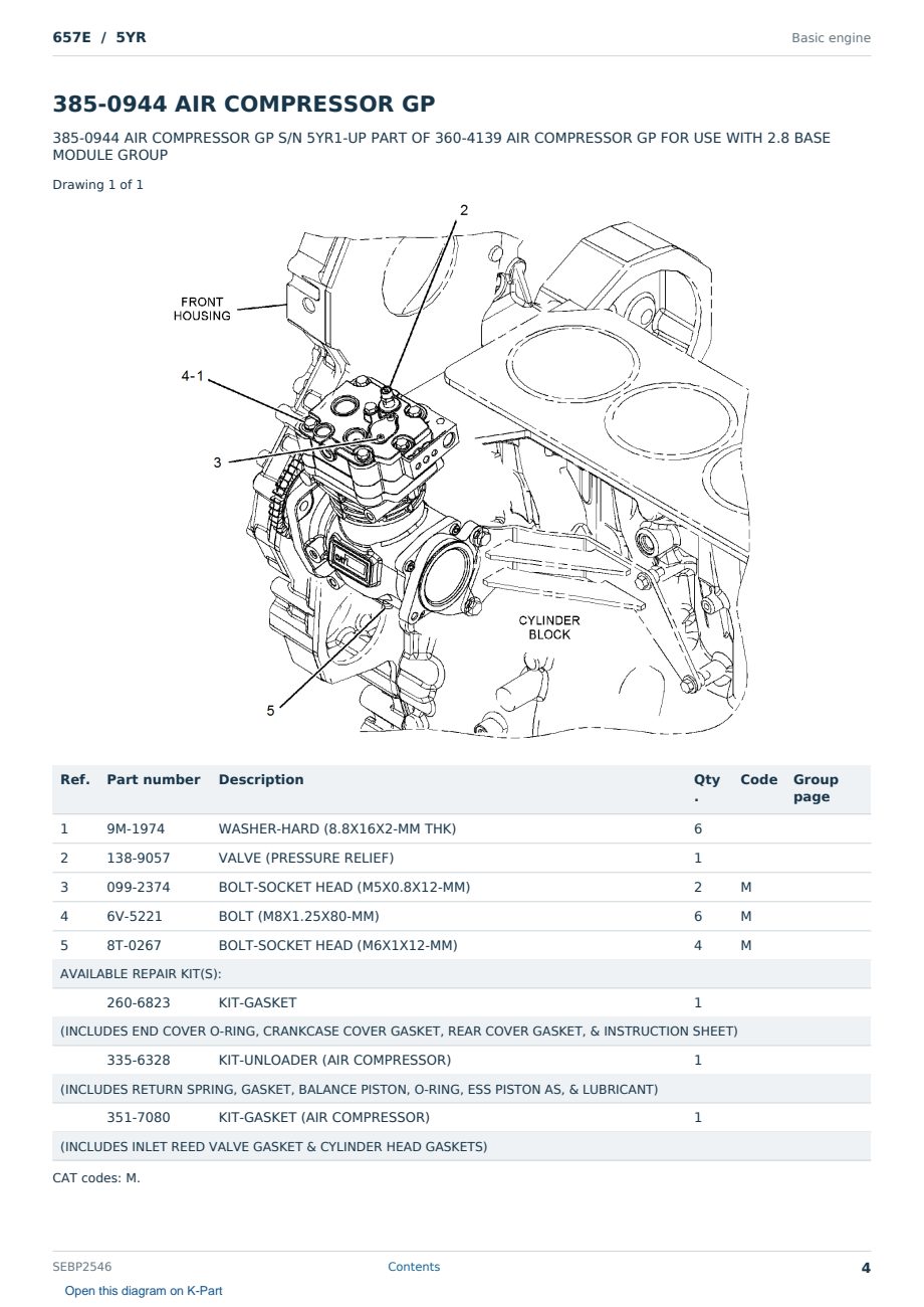 Caterpillar 657E S/N 5YR Partsbook SEBP2546 (English) - sample page 4 of 10 Caterpillar 657E S/N 5YR Partsbook SEBP2546 (English) - sample page 4 of 10