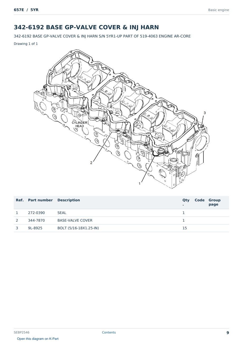 Caterpillar 657E S/N 5YR Partsbook SEBP2546 (English) - sample page 9 of 10 Caterpillar 657E S/N 5YR Partsbook SEBP2546 (English) - sample page 9 of 10