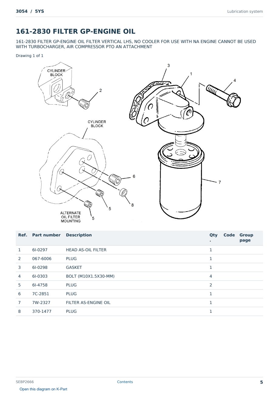Caterpillar 3054 S/N 5YS Partsbook SEBP2666 (English) - sample page 5 of 10 Caterpillar 3054 S/N 5YS Partsbook SEBP2666 (English) - sample page 5 of 10