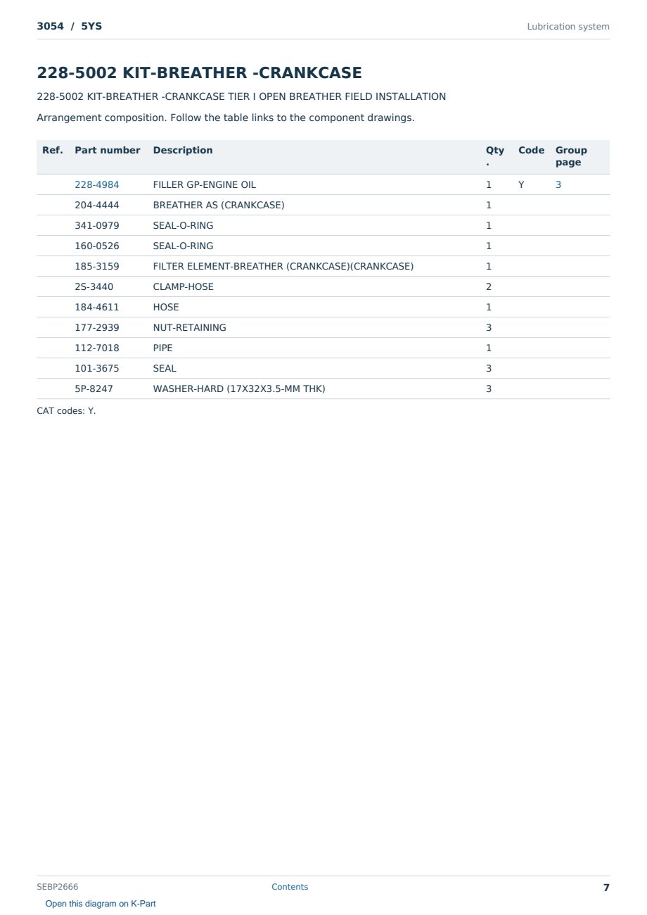 Caterpillar 3054 S/N 5YS Partsbook SEBP2666 (English) - sample page 7 of 10 Caterpillar 3054 S/N 5YS Partsbook SEBP2666 (English) - sample page 7 of 10