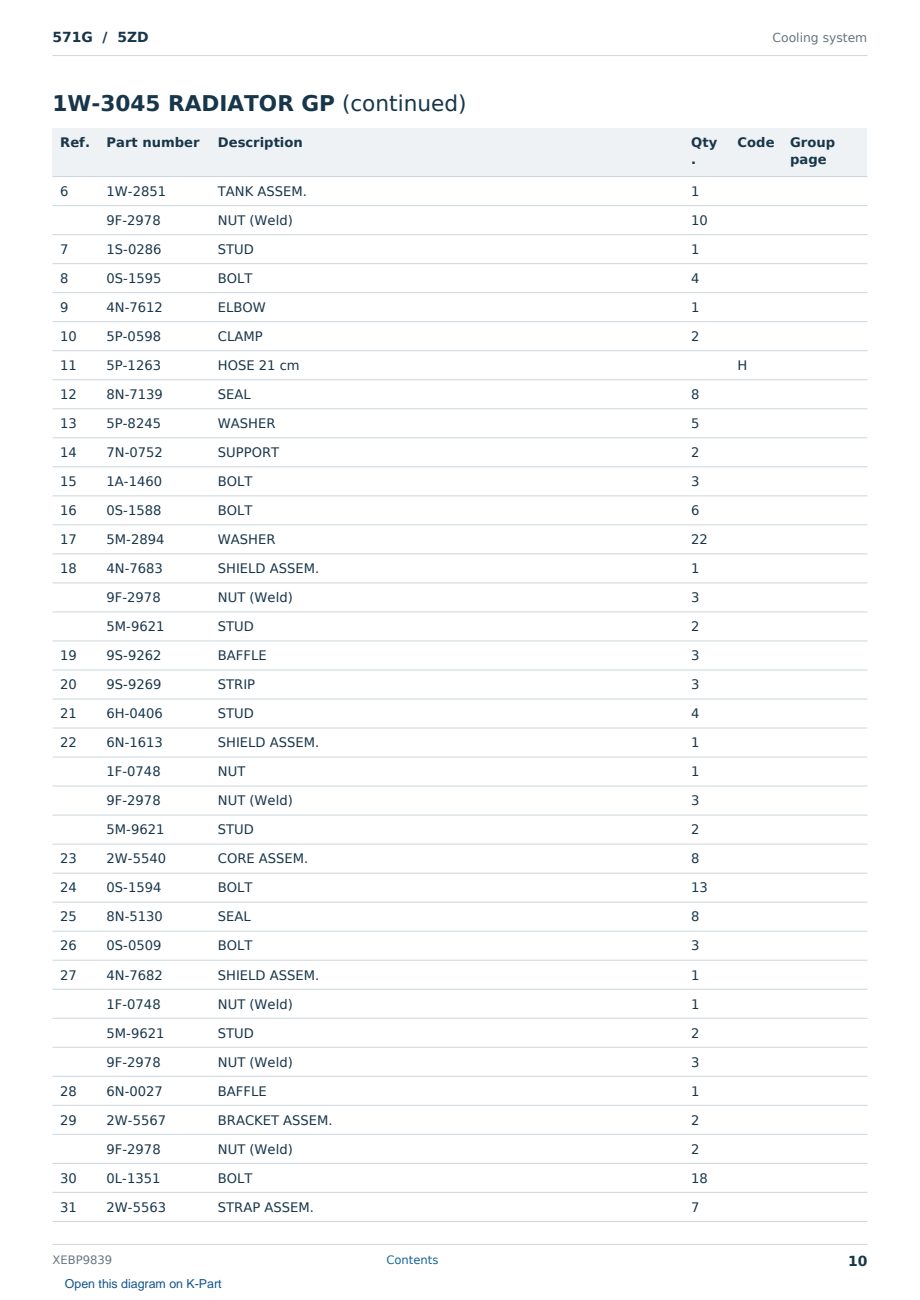 Caterpillar 571G S/N 5ZD Partsbook XEBP9839 (English) - sample page 10 of 10 Caterpillar 571G S/N 5ZD Partsbook XEBP9839 (English) - sample page 10 of 10