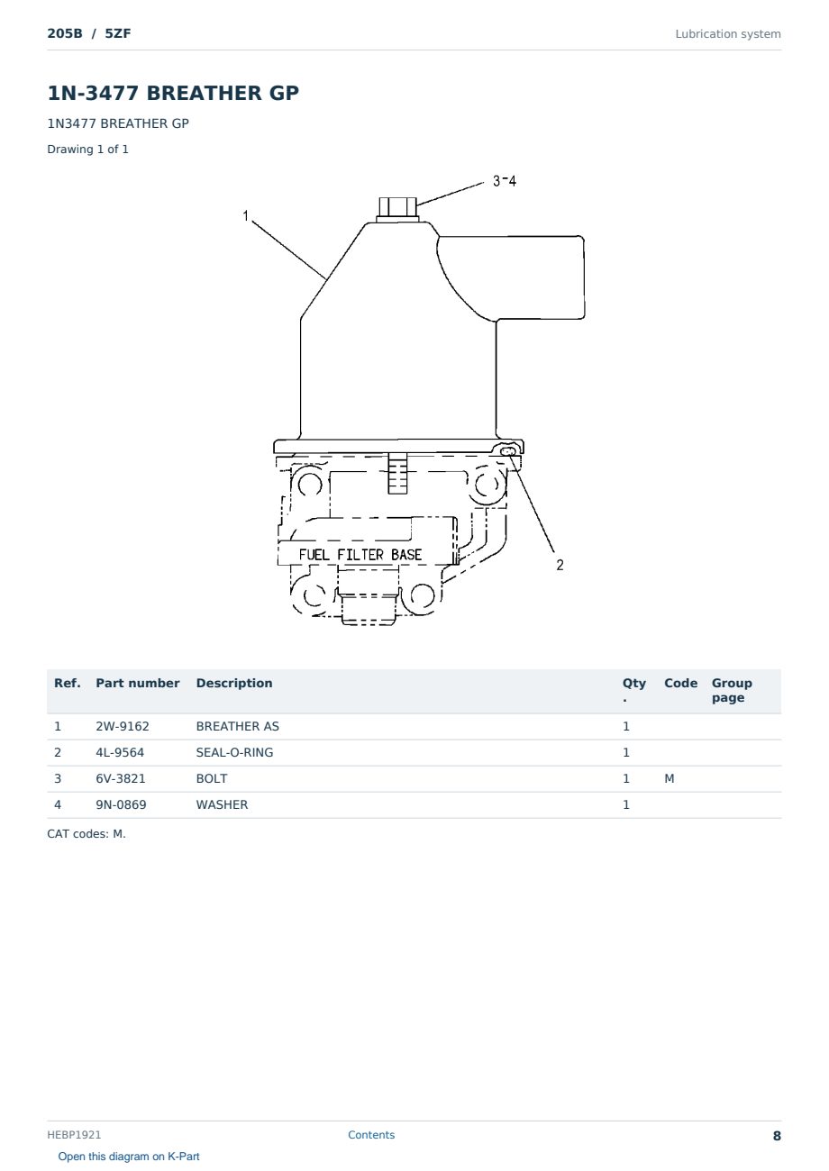 Caterpillar 205B S/N 5ZF Partsbook HEBP1921 (English) - sample page 8 of 10 Caterpillar 205B S/N 5ZF Partsbook HEBP1921 (English) - sample page 8 of 10