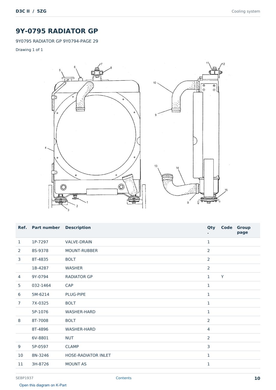 Caterpillar D3C II S/N 5ZG Partsbook SEBP1937 (English) - sample page 10 of 10 Caterpillar D3C II S/N 5ZG Partsbook SEBP1937 (English) - sample page 10 of 10