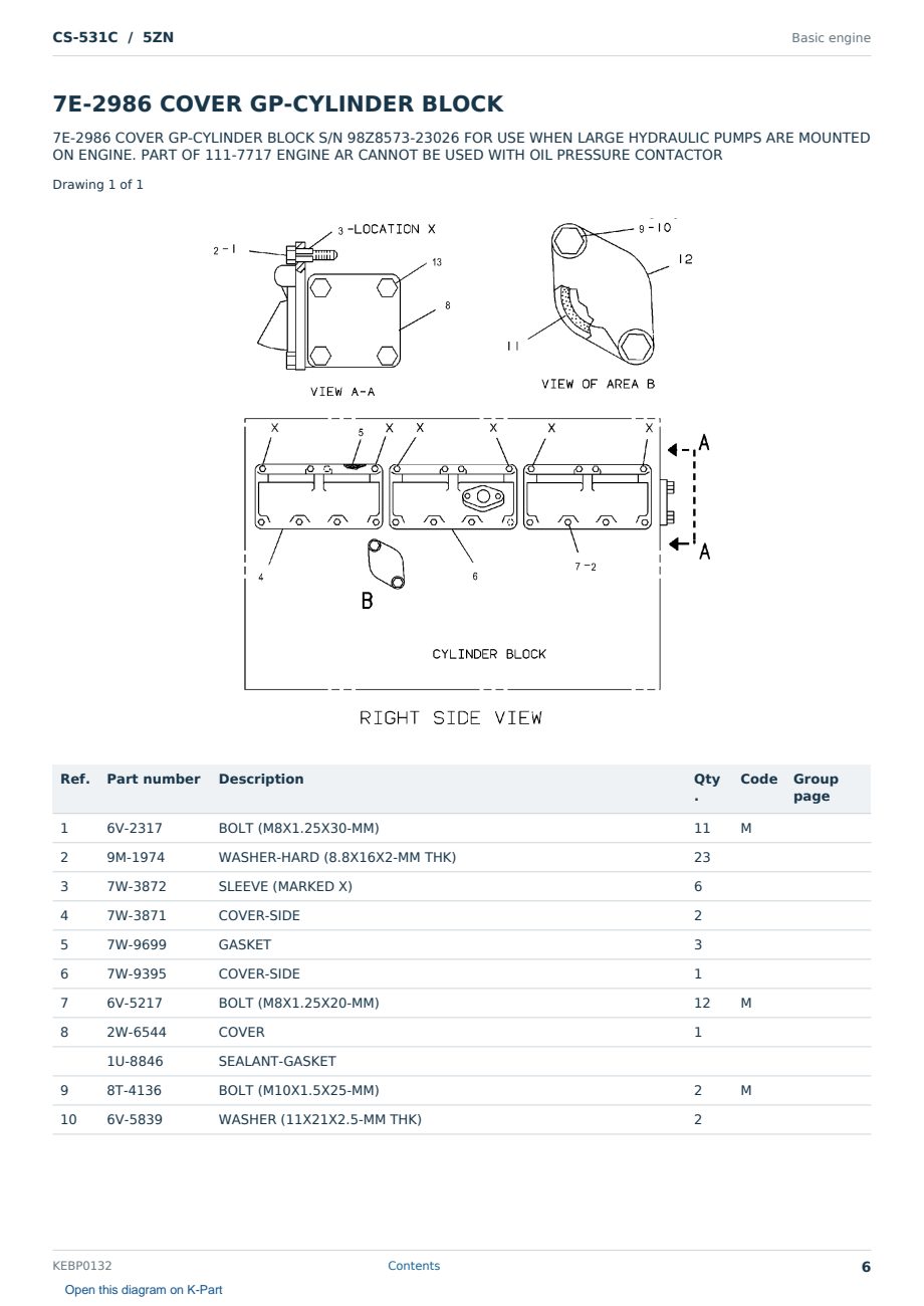 Caterpillar CS-531C S/N 5ZN Partsbook KEBP0132 (English) - sample page 6 of 10 Caterpillar CS-531C S/N 5ZN Partsbook KEBP0132 (English) - sample page 6 of 10