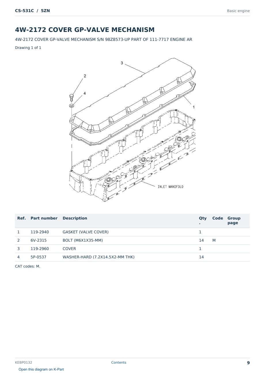Caterpillar CS-531C S/N 5ZN Partsbook KEBP0132 (English) - sample page 9 of 10 Caterpillar CS-531C S/N 5ZN Partsbook KEBP0132 (English) - sample page 9 of 10