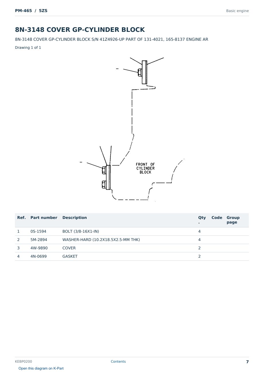 Caterpillar PM-465 S/N 5ZS Partsbook KEBP0200 (English) - sample page 7 of 10 Caterpillar PM-465 S/N 5ZS Partsbook KEBP0200 (English) - sample page 7 of 10