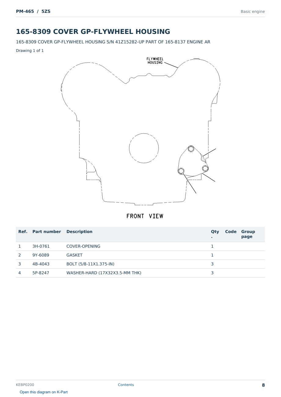 Caterpillar PM-465 S/N 5ZS Partsbook KEBP0200 (English) - sample page 8 of 10 Caterpillar PM-465 S/N 5ZS Partsbook KEBP0200 (English) - sample page 8 of 10