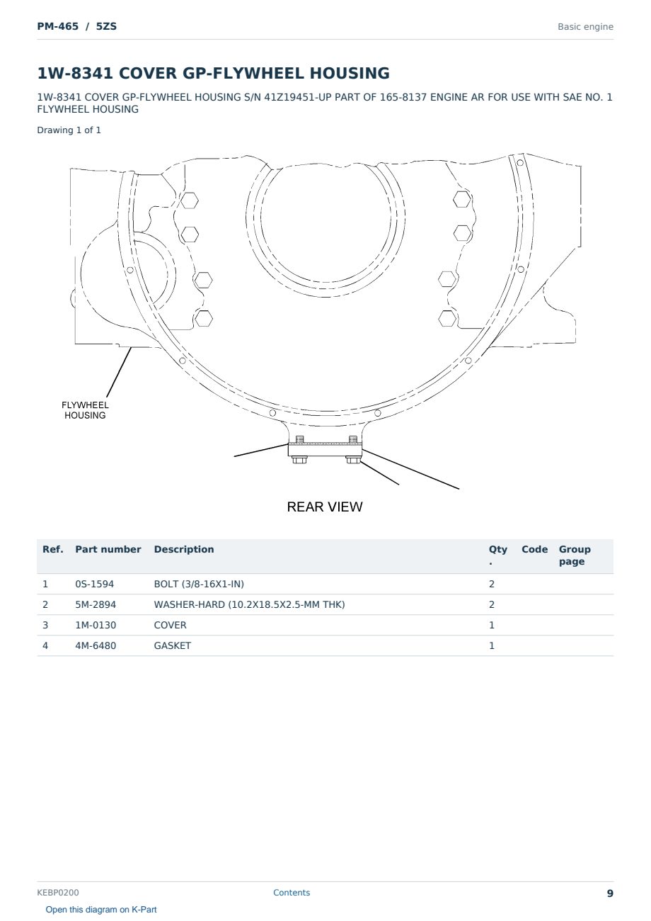 Caterpillar PM-465 S/N 5ZS Partsbook KEBP0200 (English) - sample page 9 of 10 Caterpillar PM-465 S/N 5ZS Partsbook KEBP0200 (English) - sample page 9 of 10