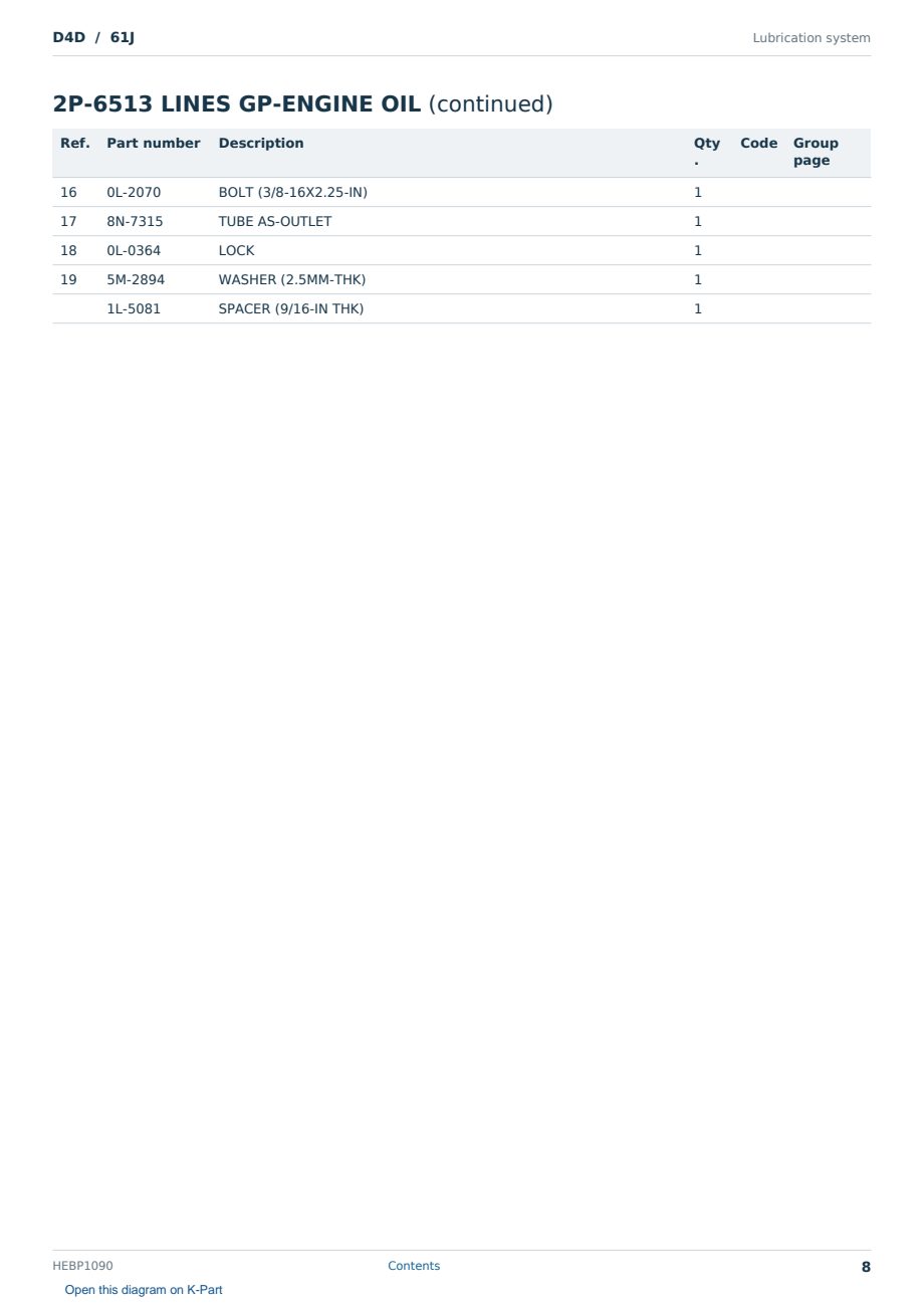 Caterpillar D4D S/N 61J Partsbook HEBP1090 (English) - sample page 8 of 10 Caterpillar D4D S/N 61J Partsbook HEBP1090 (English) - sample page 8 of 10
