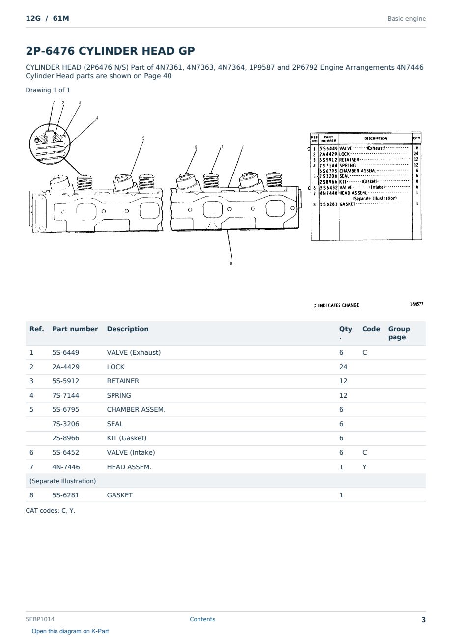 Caterpillar 12G S/N 61M Partsbook SEBP1014 (English) - sample page 3 of 10 Caterpillar 12G S/N 61M Partsbook SEBP1014 (English) - sample page 3 of 10