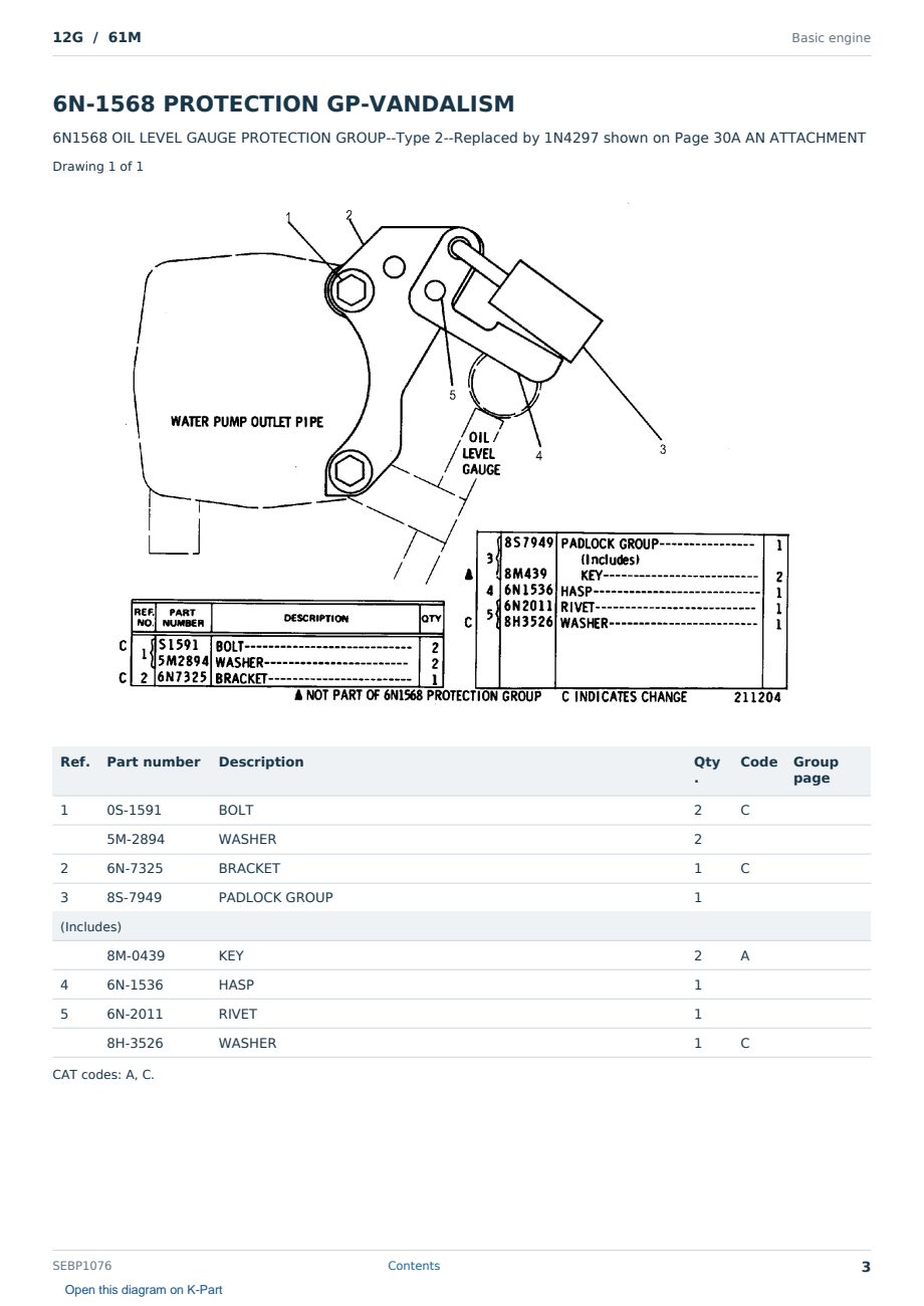 Caterpillar 12G S/N 61M Partsbook SEBP1076 (English) - sample page 3 of 10 Caterpillar 12G S/N 61M Partsbook SEBP1076 (English) - sample page 3 of 10