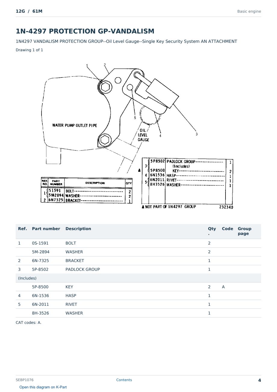 Caterpillar 12G S/N 61M Partsbook SEBP1076 (English) - sample page 4 of 10 Caterpillar 12G S/N 61M Partsbook SEBP1076 (English) - sample page 4 of 10