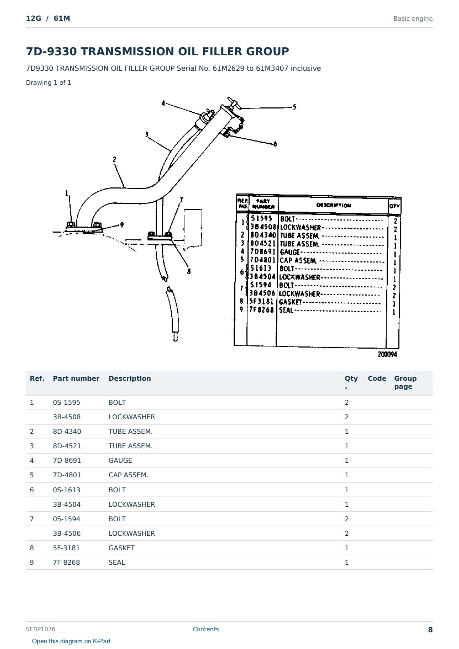 Caterpillar 12G S/N 61M Partsbook SEBP1076 (English) - sample page 8 of 10 Caterpillar 12G S/N 61M Partsbook SEBP1076 (English) - sample page 8 of 10