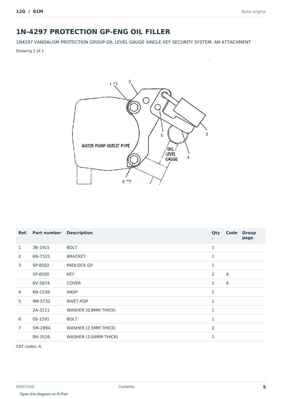 Caterpillar 12G S/N 61M Partsbook SEBP1268 (English) - sample page 5 of 10 Caterpillar 12G S/N 61M Partsbook SEBP1268 (English) - sample page 5 of 10