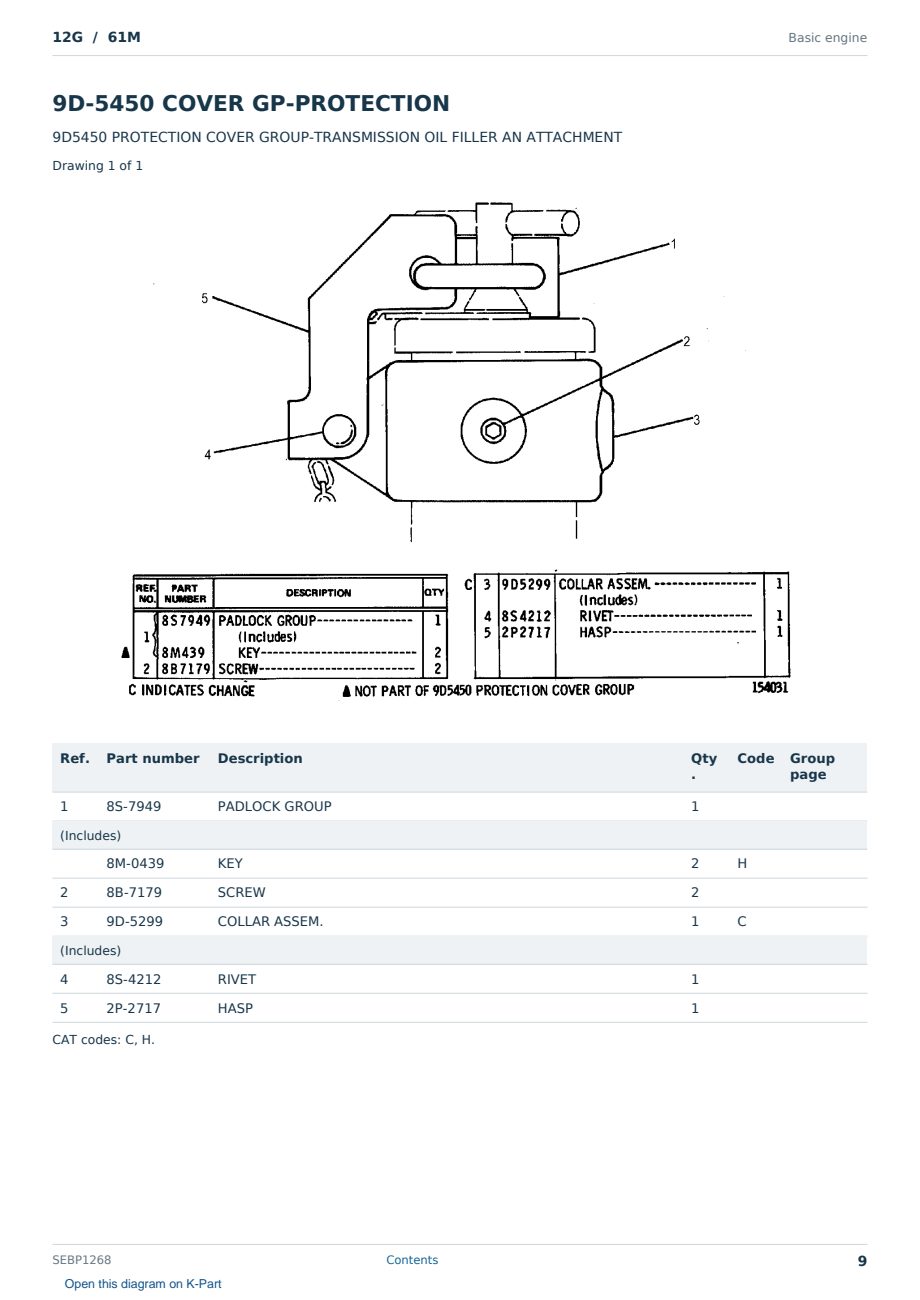 Caterpillar 12G S/N 61M Partsbook SEBP1268 (English) - sample page 9 of 10 Caterpillar 12G S/N 61M Partsbook SEBP1268 (English) - sample page 9 of 10