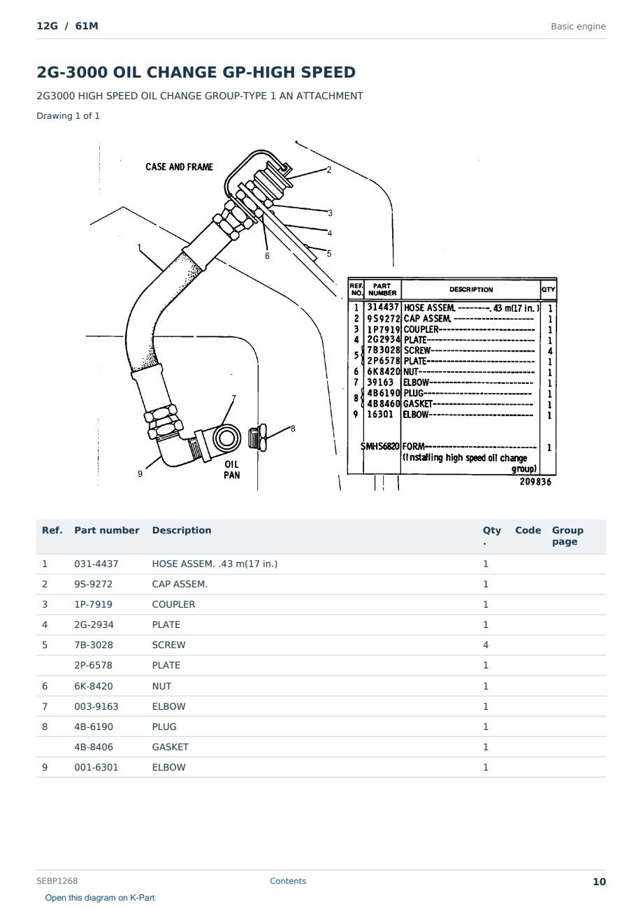 Caterpillar 12G S/N 61M Partsbook SEBP1268 (English) - sample page 10 of 10 Caterpillar 12G S/N 61M Partsbook SEBP1268 (English) - sample page 10 of 10