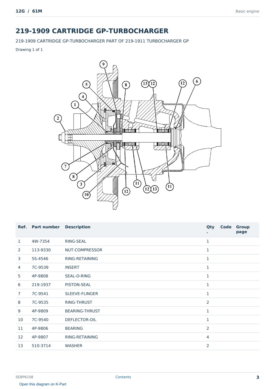Caterpillar 12G S/N 61M Partsbook SEBP6108 (English) - sample page 3 of 10 Caterpillar 12G S/N 61M Partsbook SEBP6108 (English) - sample page 3 of 10