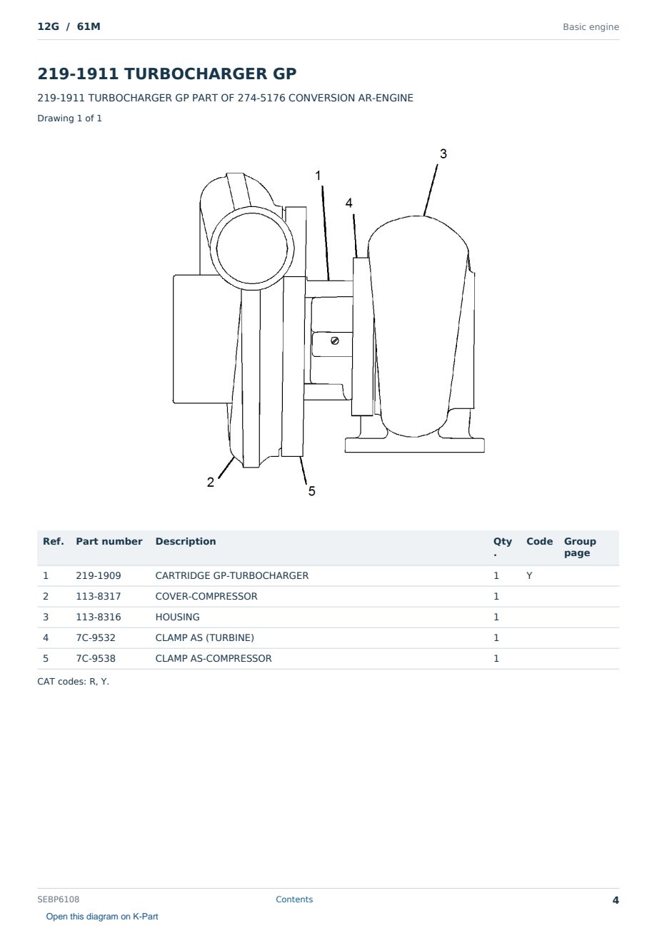 Caterpillar 12G S/N 61M Partsbook SEBP6108 (English) - sample page 4 of 10 Caterpillar 12G S/N 61M Partsbook SEBP6108 (English) - sample page 4 of 10
