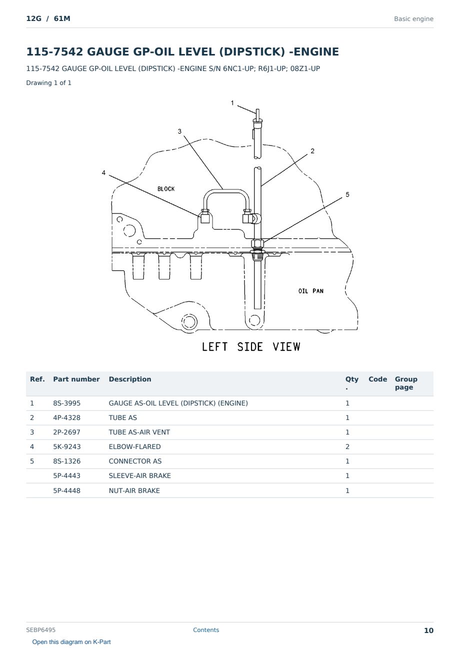 Caterpillar 12G S/N 61M Partsbook SEBP6495 (English) - sample page 10 of 10 Caterpillar 12G S/N 61M Partsbook SEBP6495 (English) - sample page 10 of 10