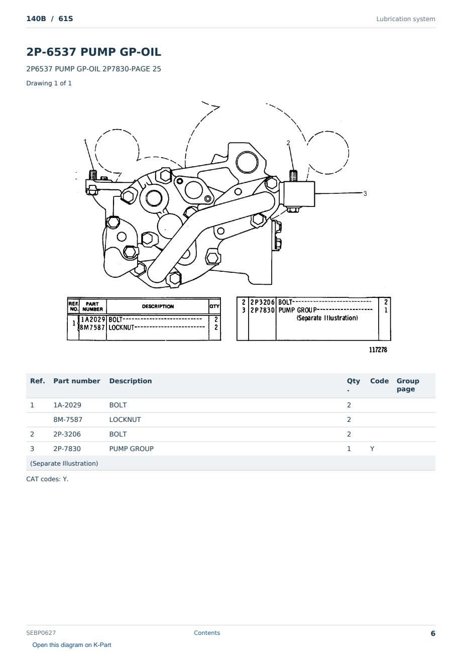 Caterpillar 140B S/N 61S Partsbook SEBP0627 (English) - sample page 6 of 10 Caterpillar 140B S/N 61S Partsbook SEBP0627 (English) - sample page 6 of 10