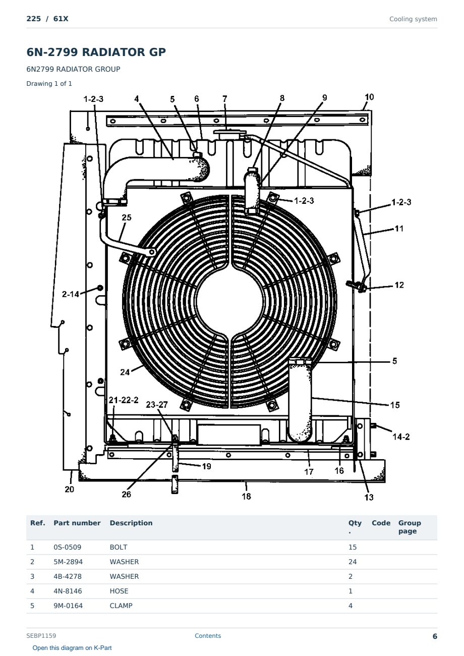 Caterpillar 225 S/N 61X Partsbook SEBP1159 (English) - sample page 6 of 10 Caterpillar 225 S/N 61X Partsbook SEBP1159 (English) - sample page 6 of 10