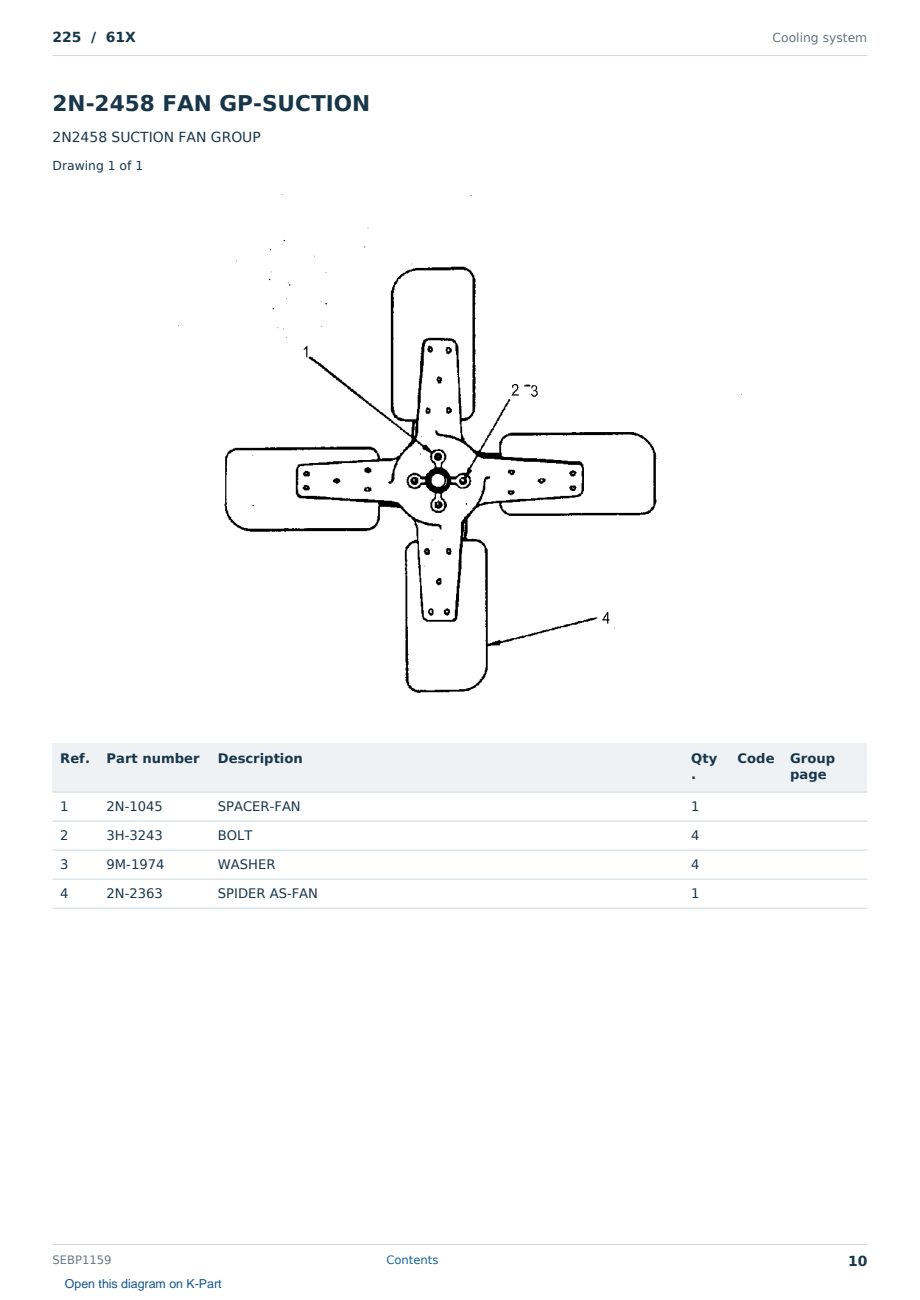 Caterpillar 225 S/N 61X Partsbook SEBP1159 (English) - sample page 10 of 10 Caterpillar 225 S/N 61X Partsbook SEBP1159 (English) - sample page 10 of 10