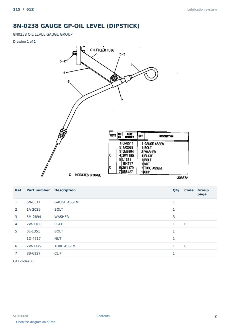 Caterpillar 215 S/N 61Z Partsbook SEBP1420 (English) - sample page 2 of 10 Caterpillar 215 S/N 61Z Partsbook SEBP1420 (English) - sample page 2 of 10