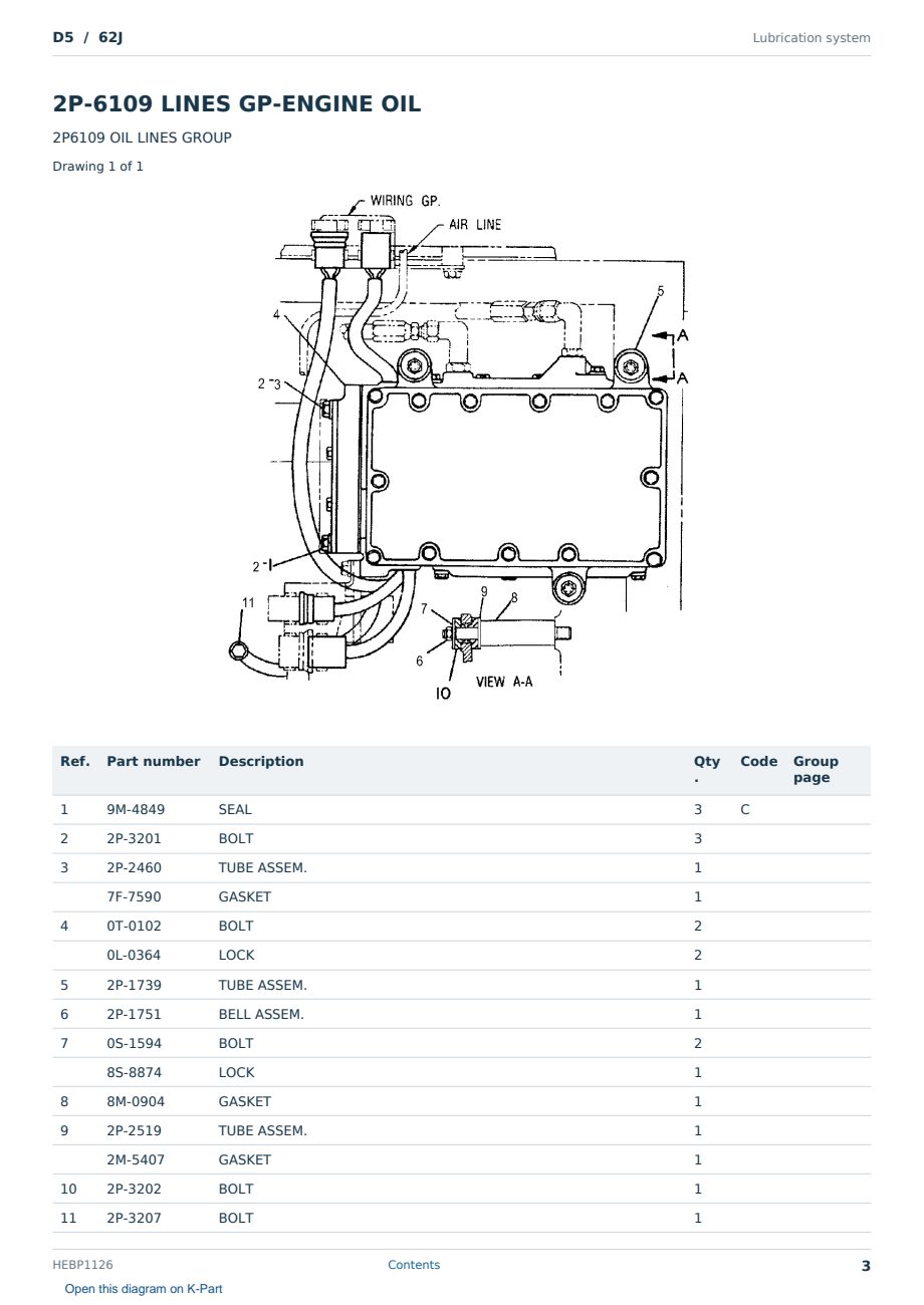 Caterpillar D5 S/N 62J Partsbook HEBP1126 (English) - sample page 3 of 10 Caterpillar D5 S/N 62J Partsbook HEBP1126 (English) - sample page 3 of 10