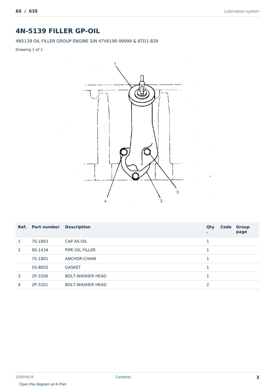 Caterpillar 6S S/N 63S Partsbook ZEBP0618 (English) - sample page 3 of 10 Caterpillar 6S S/N 63S Partsbook ZEBP0618 (English) - sample page 3 of 10