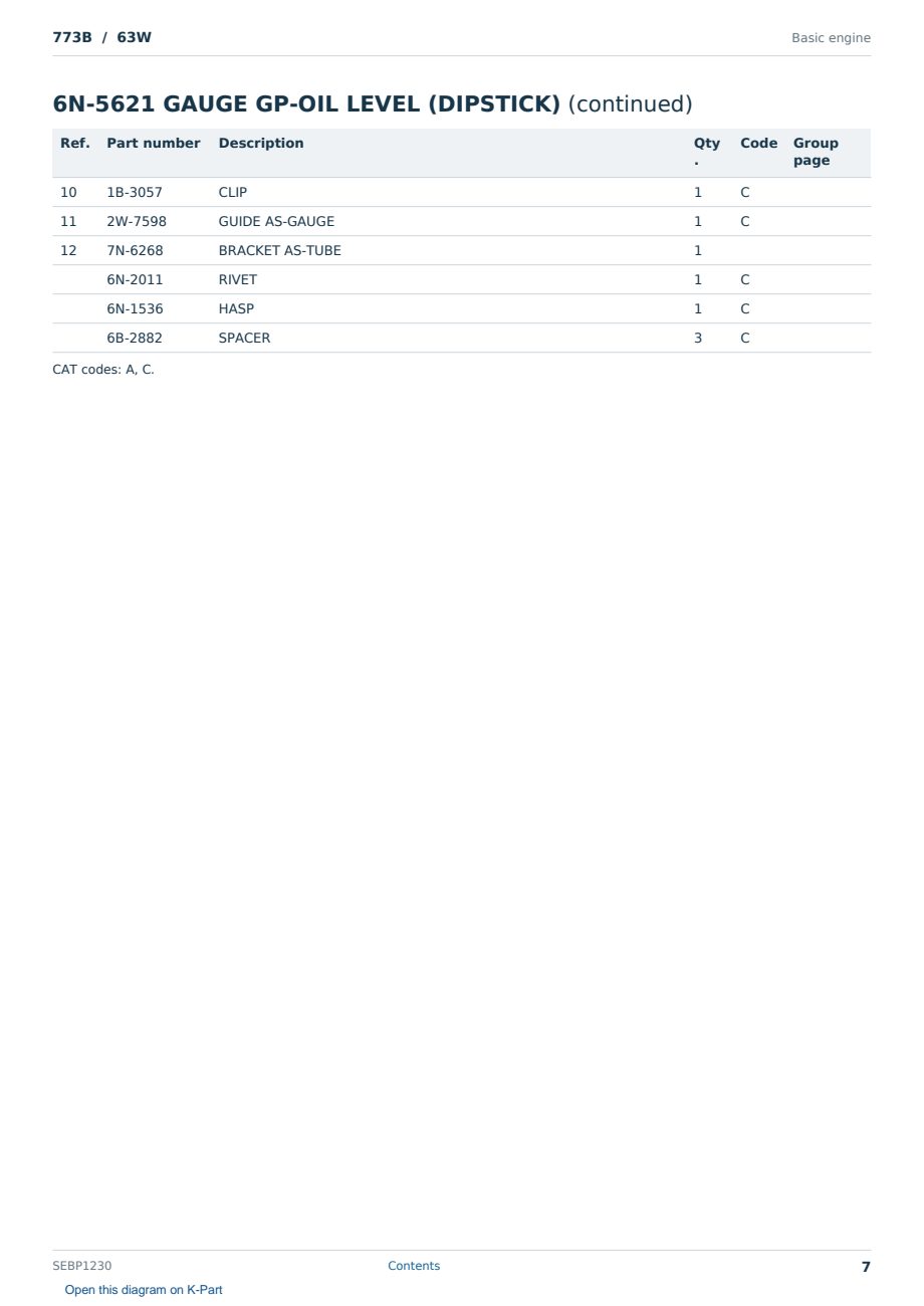 Caterpillar 773B S/N 63W Partsbook SEBP1230 (English) - sample page 7 of 10 Caterpillar 773B S/N 63W Partsbook SEBP1230 (English) - sample page 7 of 10